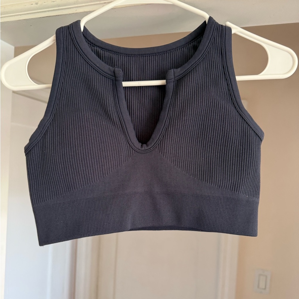 Navy blue v neck sports bra size small